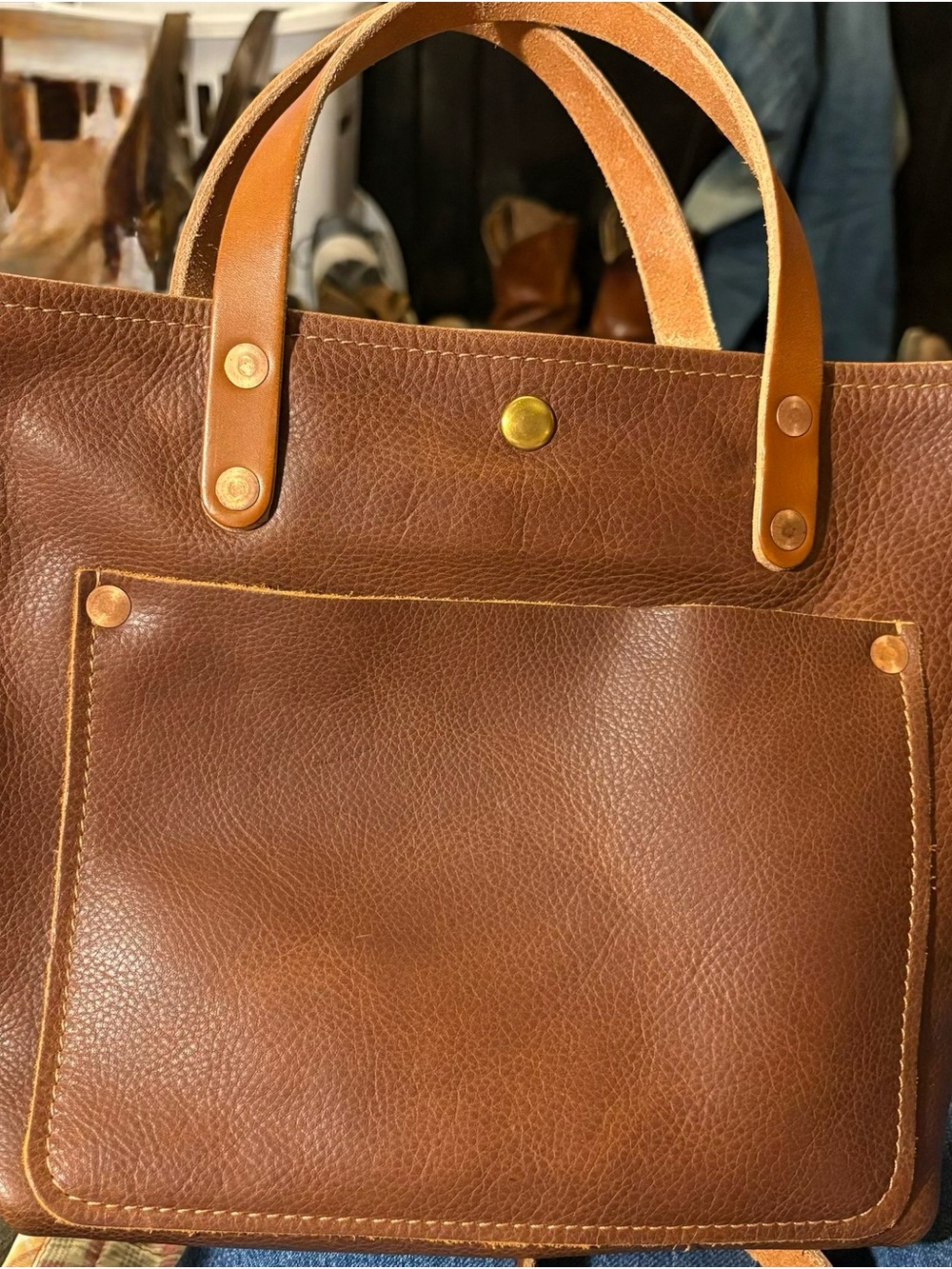 KMM & Co. mini travel tote in tan Kodiak